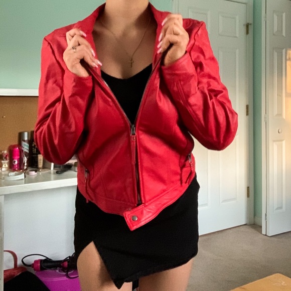 Red Leather Jacket - Picture 3 of 4